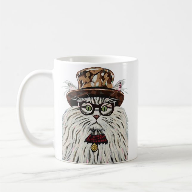 Mug Chat portant un casquette et lunettes (Gauche)