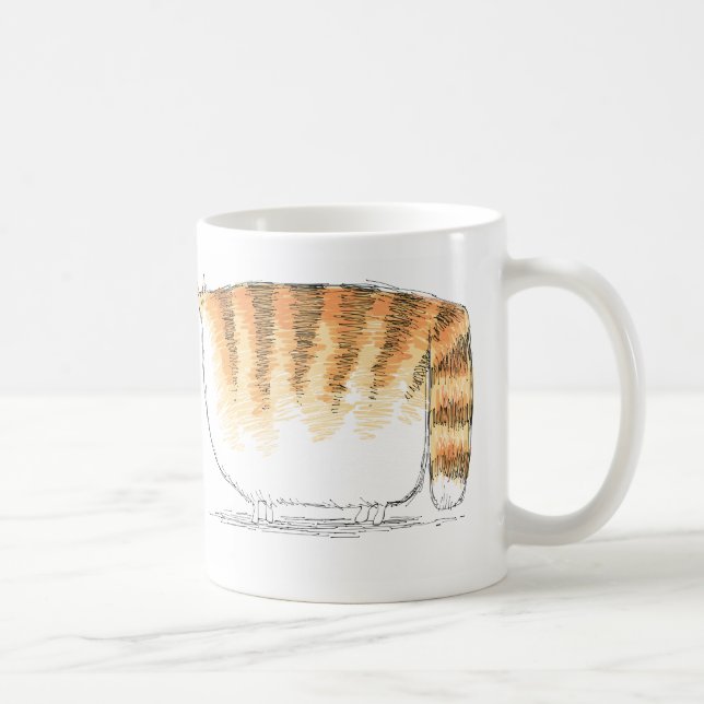 Mug Chat rayé orange perplexe de bande dessinée (Droite)