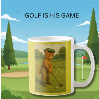 Chat Rétro Élégant Jouant au Golf Monogramme Perso