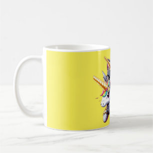 Mug Chat Riding sur Unicorn Robot Jaune