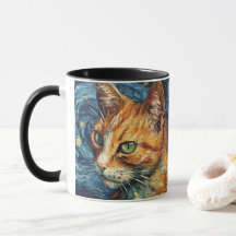 Chat rouge dans le style de Van Gogh
