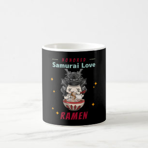 Mug Chat samouraï honoré Kawaii mange des ramen