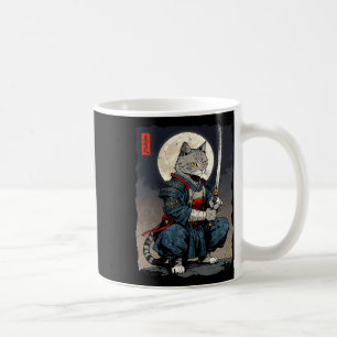 Mug Chat Samurai Japonais Retro Chat Fighter Moon Ukiy