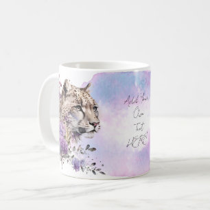 Mug Chat sauvage de léopard des neiges Aquarelle flora