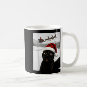 Mug Chat selfie avec le Père Noël drôle chat noir Noël