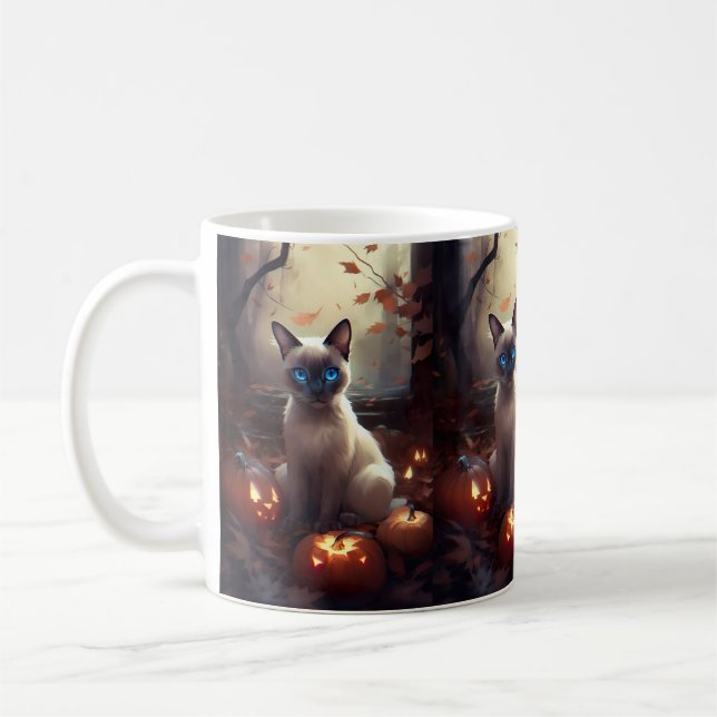 Mug Chat Siamais Halloween Avec Peur Citrouille (Gauche)
