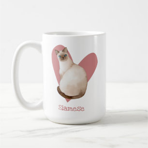 Mug Chat Siamois Aquarelle Kitty Coeur rose