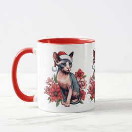 Mug | Chat Sphynx de Noël portant un chapeau de Pè