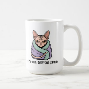 Mug Chat Sphynx Grincheux Art Cartoonique Humour Froid