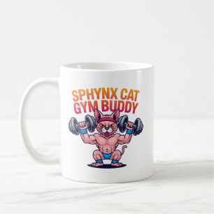 Mug Chat Sphynx Musclé Copain de Gym Dessin Animé