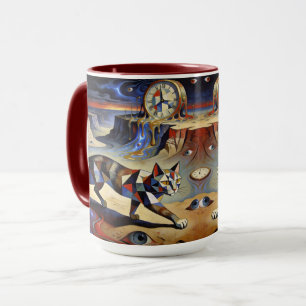 Mug Chat surréaliste faisant fondre les horloges inspi