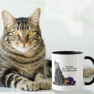 Mug Chat tigré drôle défiant sans remords