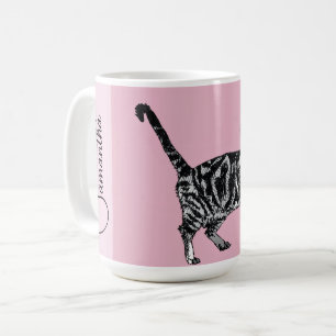 Mug Chat tigré rose Filles Rose Noms Nurserie