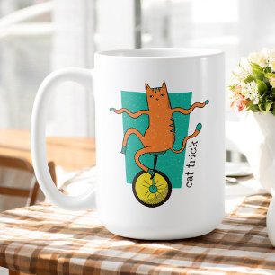 Mug Chat Trick Funny Tabby Chat Riding a Unicycle