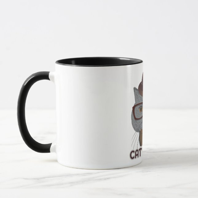 Mug Chat Vibes – Chat Gris Cool (Gauche)
