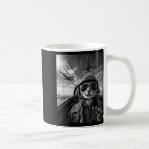 Mug Chat volant selfie pilote de chasse drôle mème jet