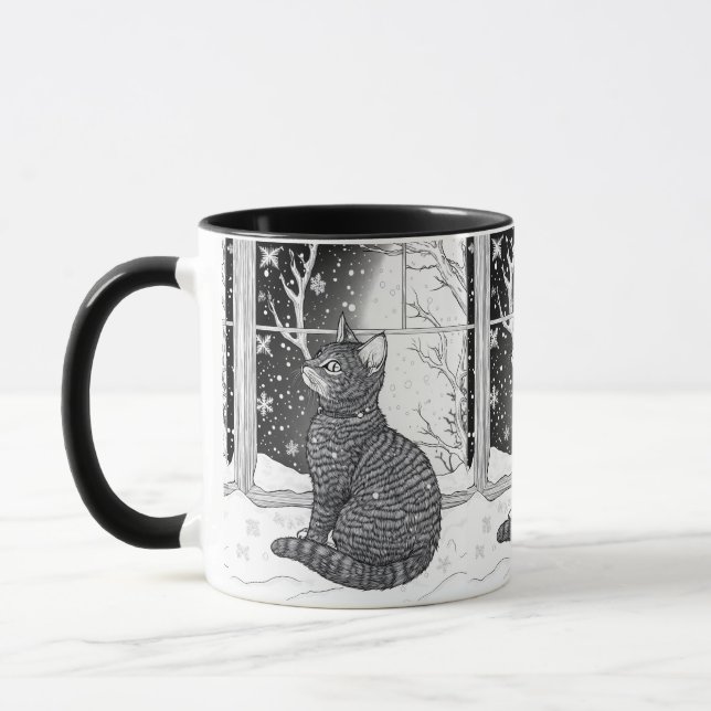 Mug Chaton à la fenêtre Ciel étoilé (Gauche)