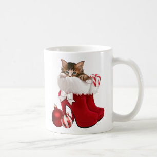 Mug Chaton dans des chaussures de Noël