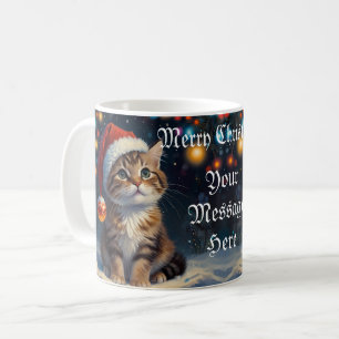 Mug Chaton de Noël festif avec Santa Hat