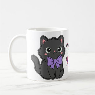 Mug Chaton Gris Mignon Kawaii avec Grand Nœud Viol