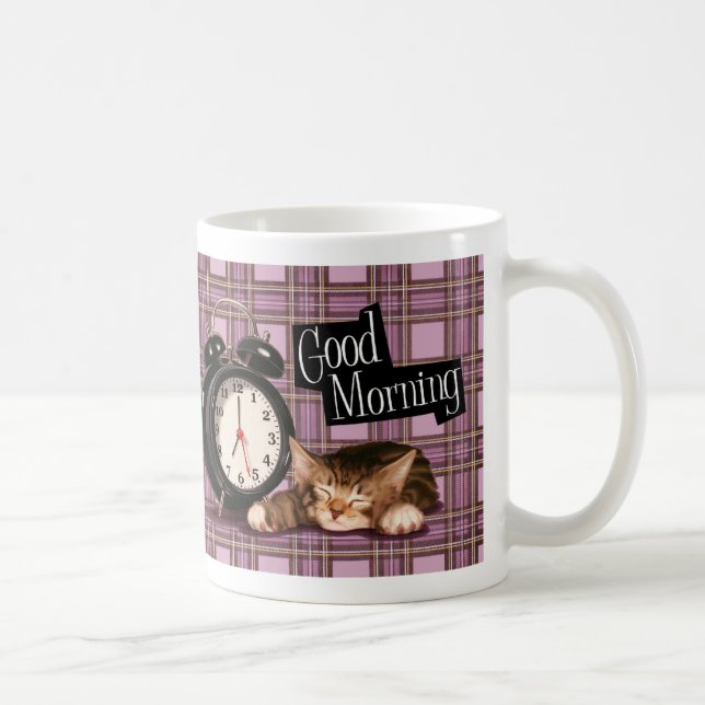 Mug chaton pourpre de tartan (Droite)