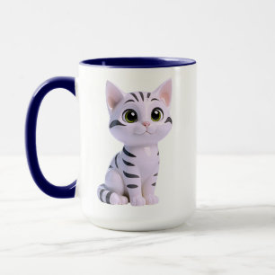 Mug Chaton rayé blanc adorable