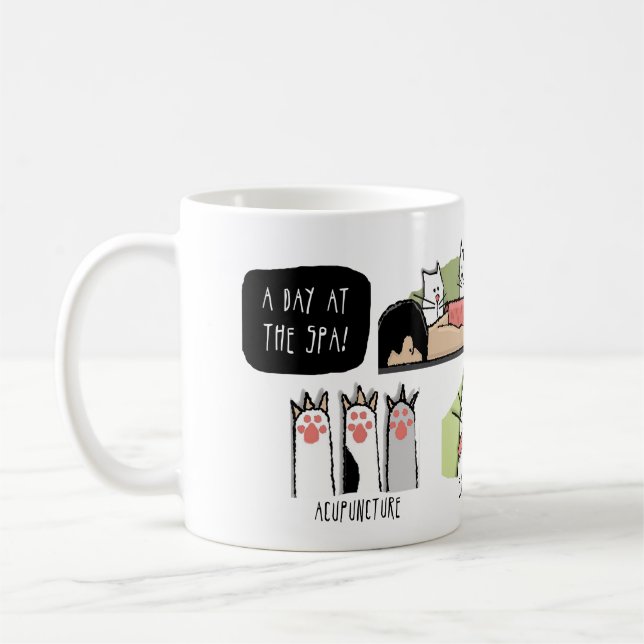 Mug Chats amusants Spa, Massage, Acupuncture, Exfoliat (Gauche)
