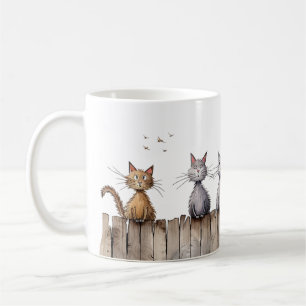Mug Chats amusants sur la clôture mignons Animaux Anim