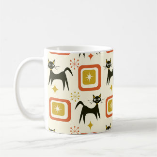 Mug Chats atomiques noirs du milieu du siècle avec des