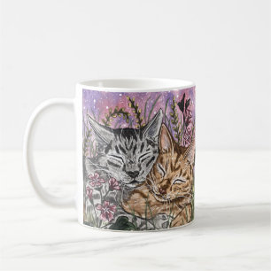 Mug Chats bouddhistes dans Jardin Bliss Aquarelle Art
