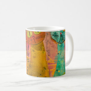Mug Chats d'aquarelle de Boho - Art de la féline terre