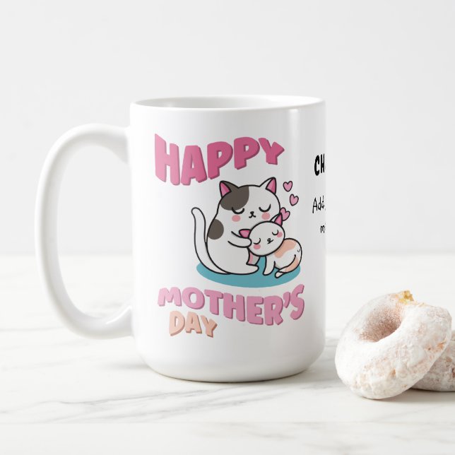 Mug Chats de la Fête des Mères, style kawaii (Avec donut)
