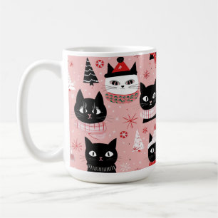 Mug Chats de Noël rétro amusants sur Musique rose
