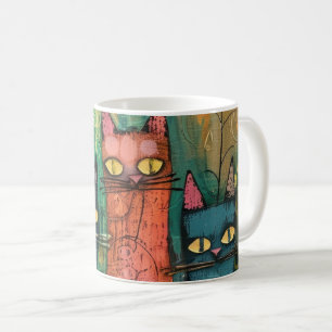 Mug Chats en aquarelle Boho - Earthy Feline Art