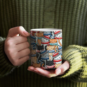 Mug Chats en Écharpes d'hiver et tissu Motif Casquette