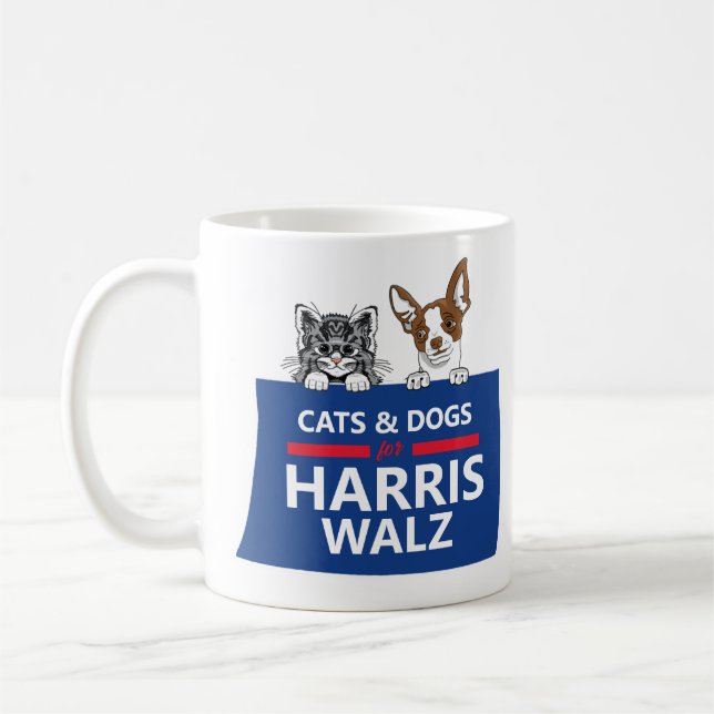 Mug Chats et chiens pour Harris Walz (Gauche)