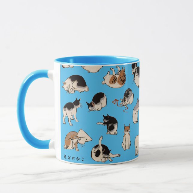 Mug Chats japonais, Hiroshige, Ukiyo-e (Gauche)