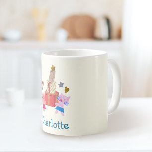 Mug Chats joueurs avec cadeaux Nom jaune clair