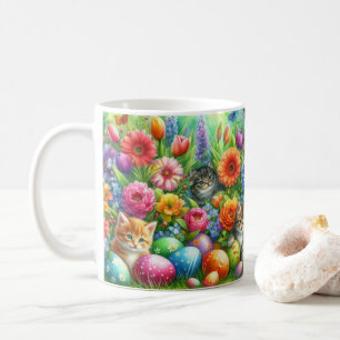Mug Chats mignons dans un jardin fleuri de Pâques 