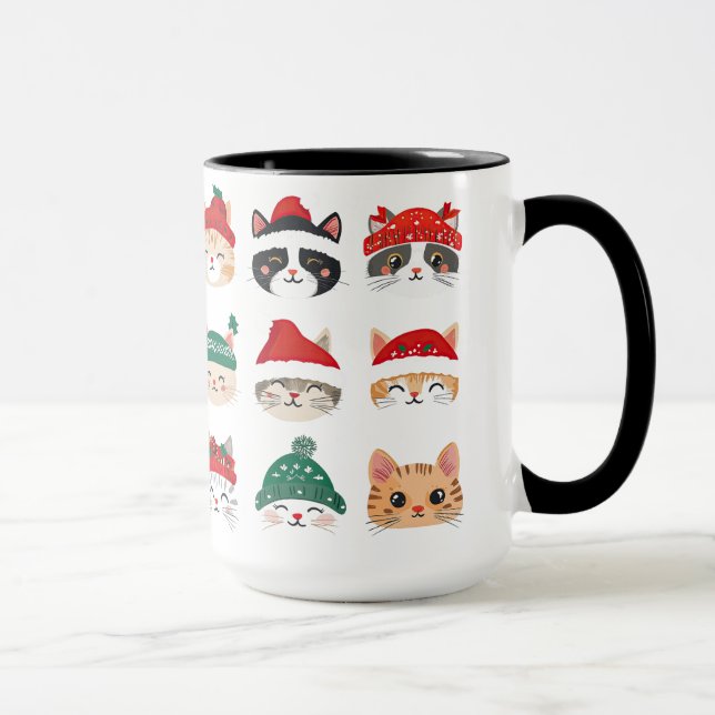Mug Chats mignons en Casquette de Noël (Droite)