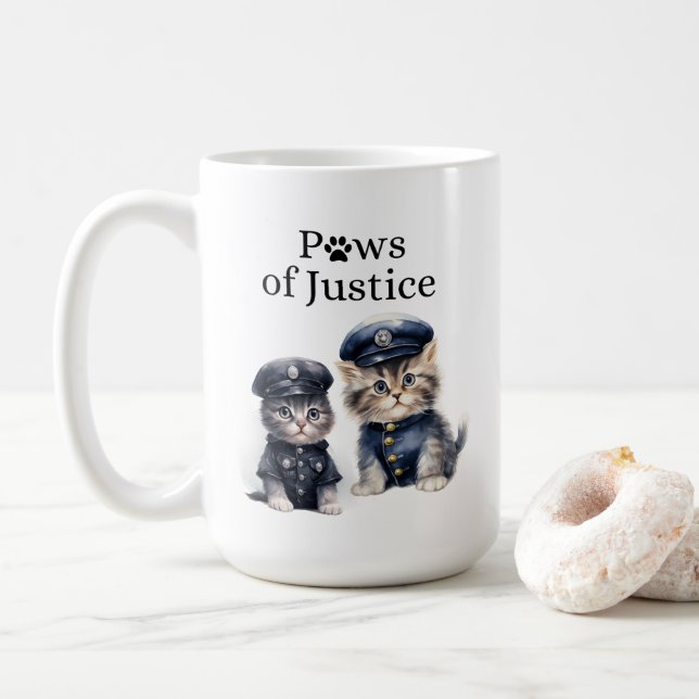 Mug Chats mignons en uniforme de police Presses de jus (Avec donut)