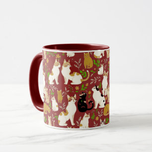 Mug Chats mignons sur fond bordeaux