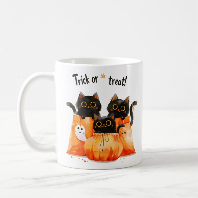 Mug Chats noirs dans un sac à bonbons | Pique ou trait (Gauche)