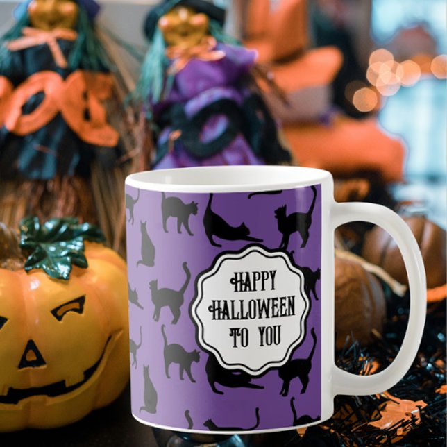Mug Chats noirs Éffrayants à Halloween (Personalize it!)
