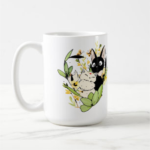 Mug Chats noirs et blancs mignons avec couronne de fle