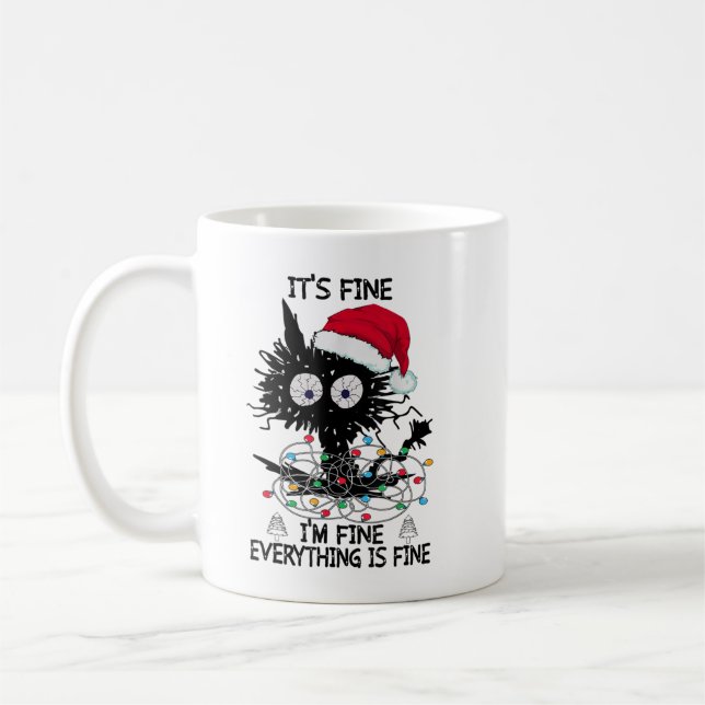 Mug Chats noirs Noël C'est bon Je vais bien tout (Gauche)