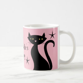 Mug Chats noirs rétro, baby boomer rose