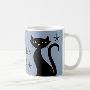 Mug Chats noirs rétro, bleu boom de construction