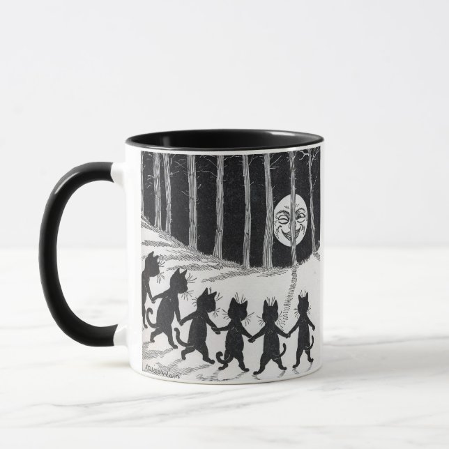 Mug Chats noirs tenant les mains au clair de lune ・ Lo (Gauche)