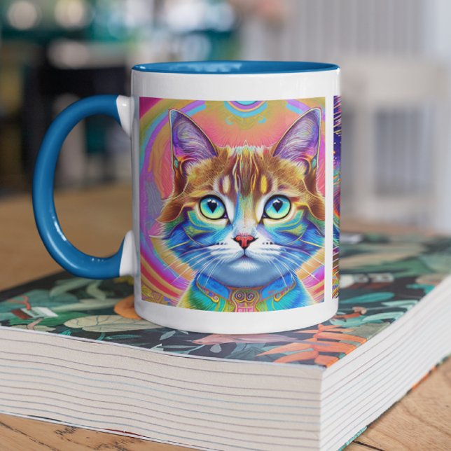 Mug Chats royaux colorés psychédéliques (Créateur téléchargé)